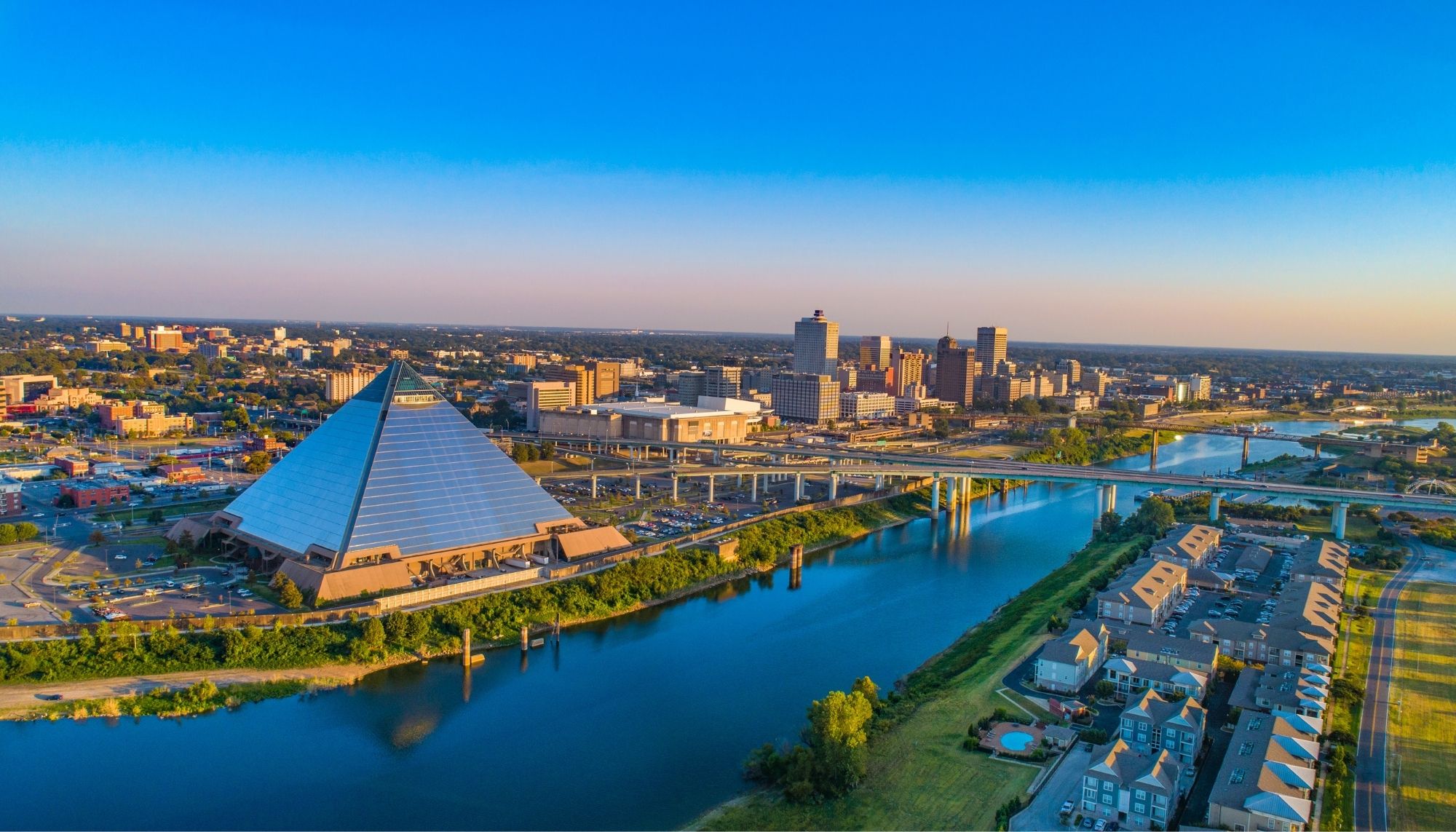 Memphis skyline aerial view