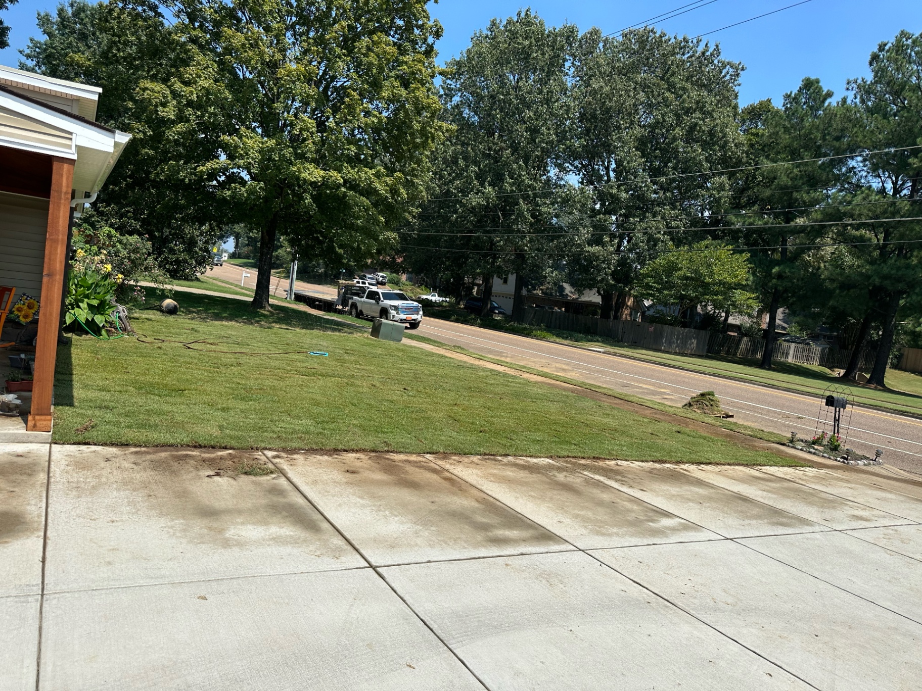Completed sod installation on a Memphis residential lawn